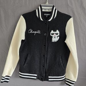 Karl Lagerfeld Black Jacket with Red and White Logo